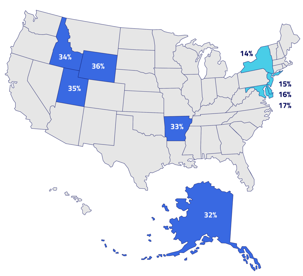Map showing highest and lowest treatment states